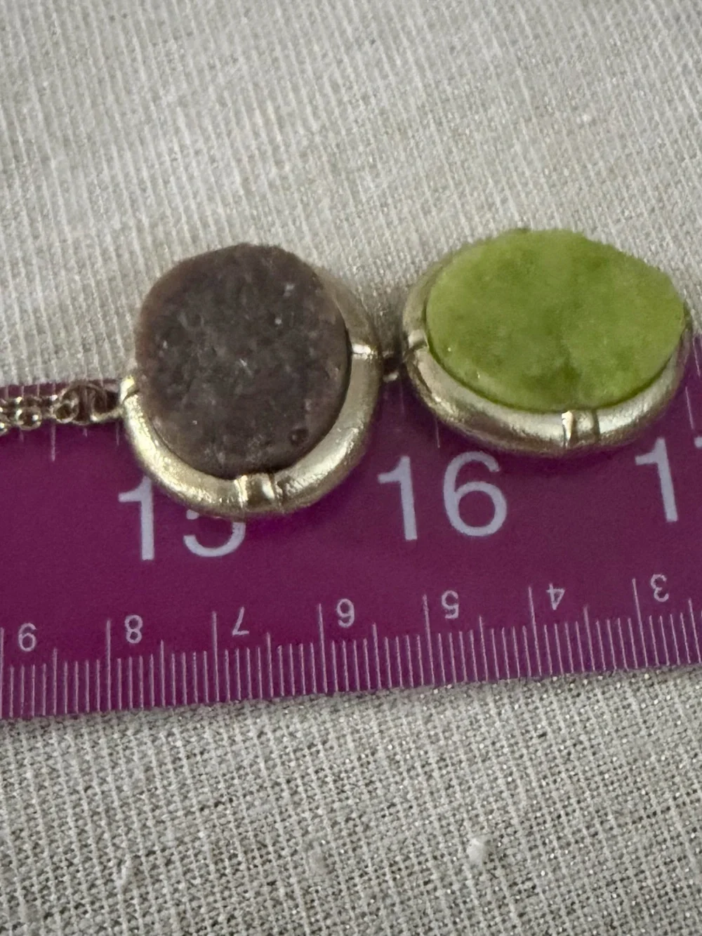 Gold-Tone Long Pendant Necklace with Green Stone